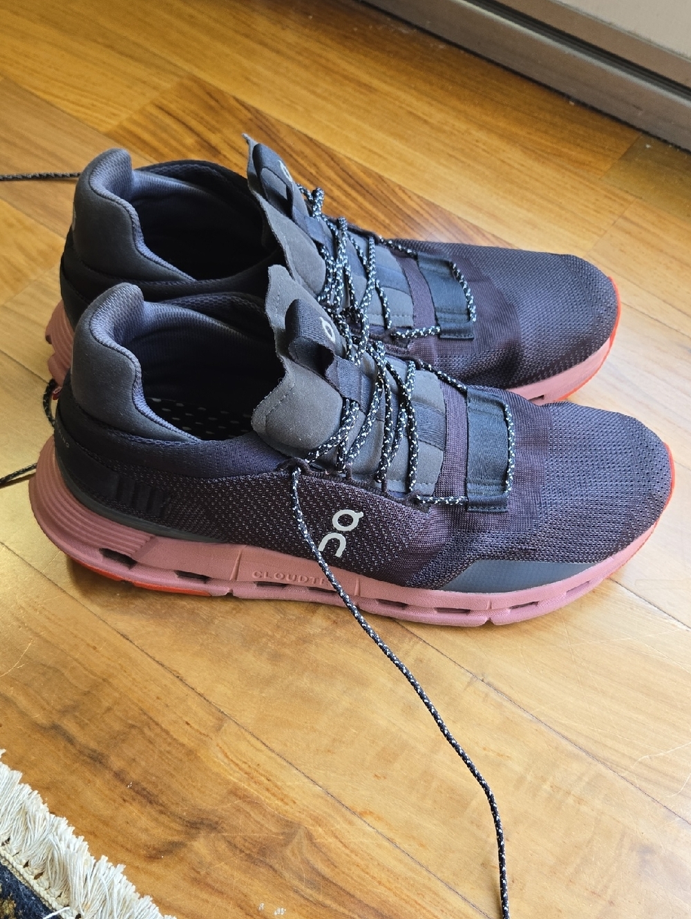 On Running Cloudnova Men's Black and Pink Athletic Shoes